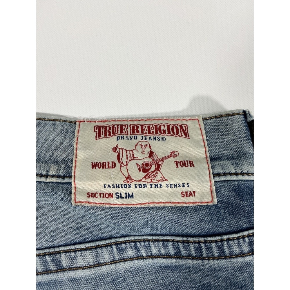 True Religion Rocco Slim Men's Jeans Blue Medium Wash Distressed Size 34 - Picture 6 of 13